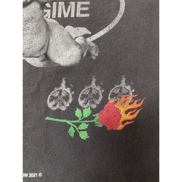 Civil Regime M Rebel Youth Angel Fire Black Washed Distressed Oversized Tee - Picture 5 of 12